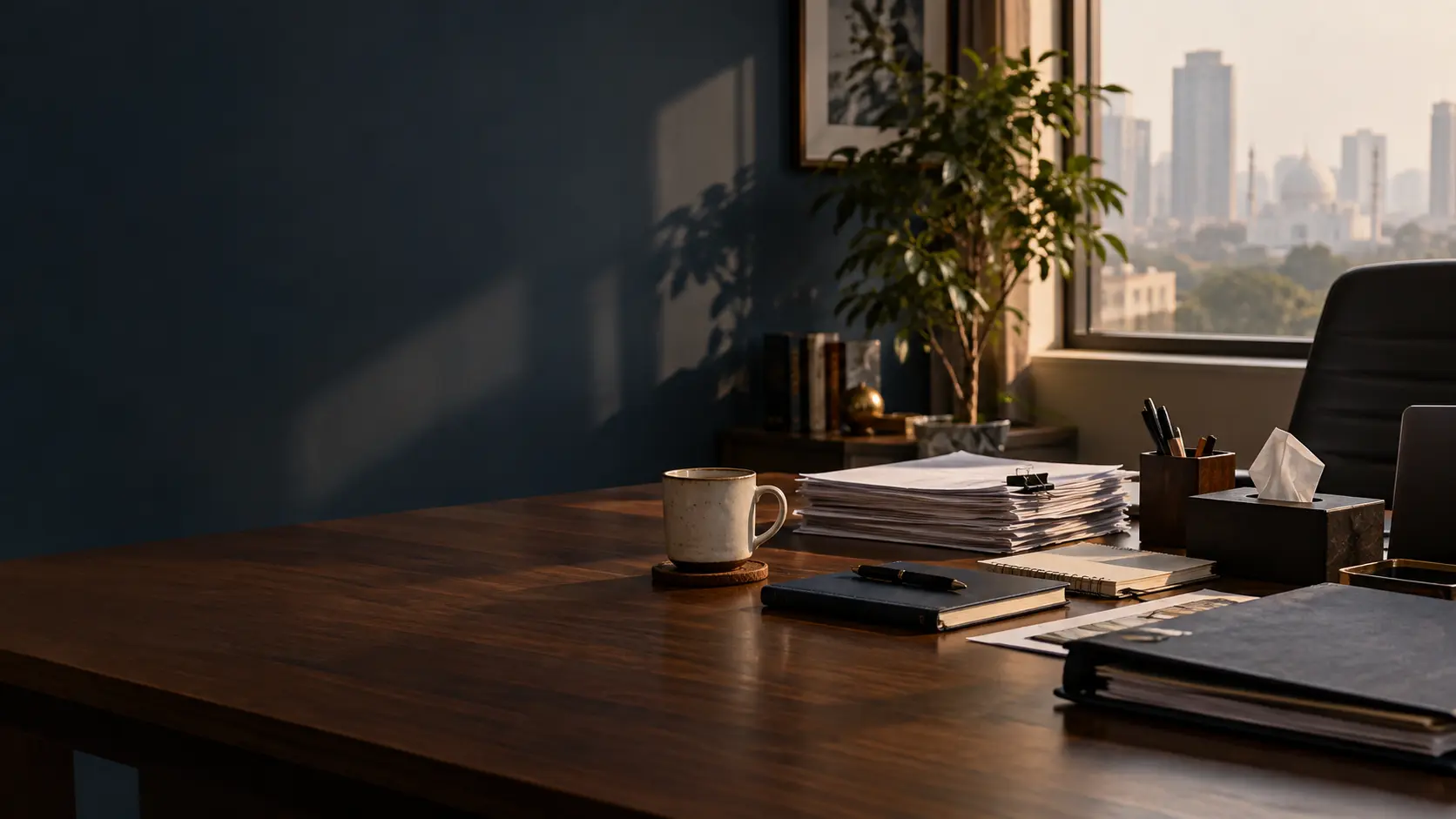 Organized office workspace